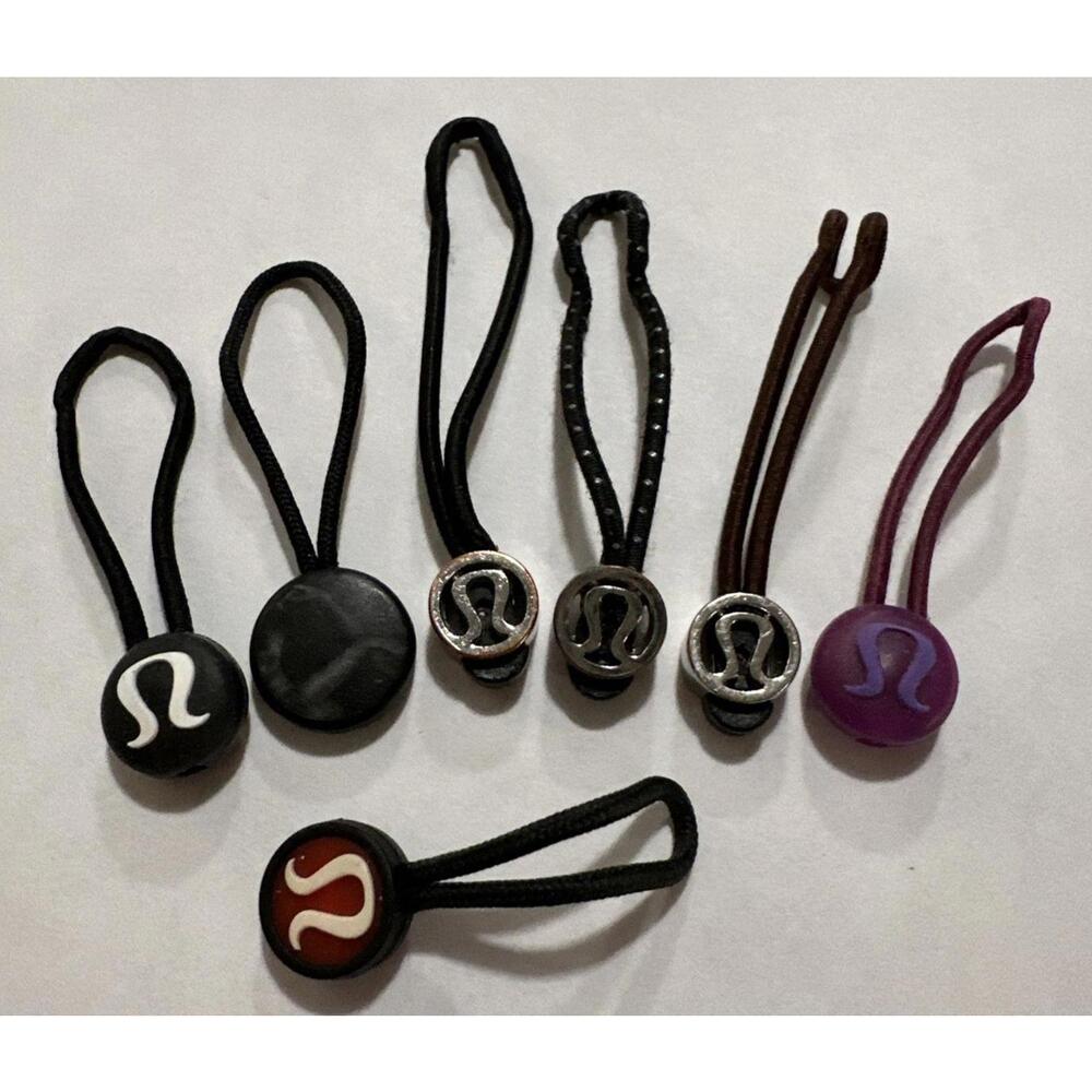 6 + 1 LULULEMON Replacement Zipper Pulls Hair Ties Define Scuba (B)
